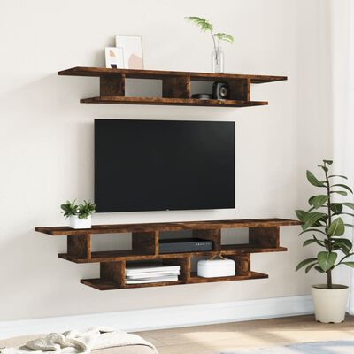 vidaXL Muebles de TV de pared madera de ingeniería marrón roble