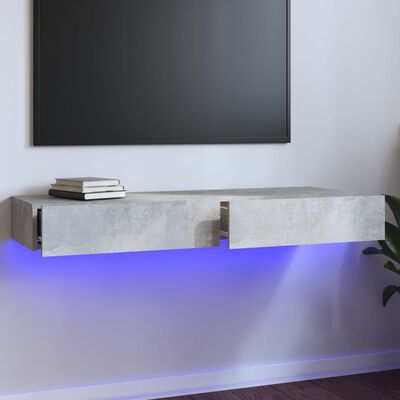 vidaXL Mueble para TV con luces LED gris hormigón 120x35x15,5 cm