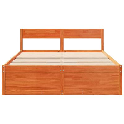 vidaXL Cama sin colchón madera maciza de pino marrón cera 140x200 cm