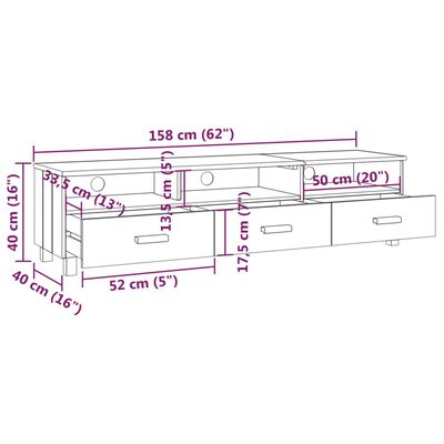 vidaXL Mueble de TV HAMAR madera maciza pino gris oscuro 158x40x40 cm