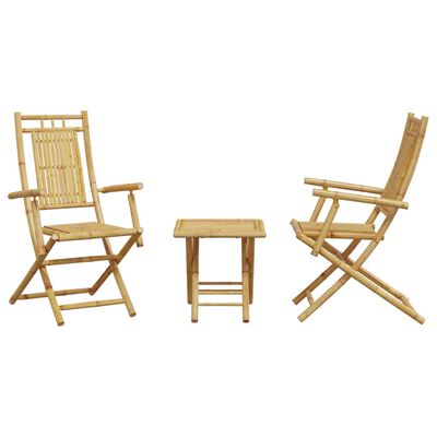 vidaXL Juego de mesa y sillas de jardín 3 piezas bambú