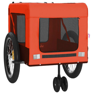 vidaXL Remolque de bicicleta mascotas hierro tela Oxford naranja negro