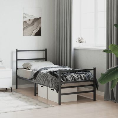 vidaXL Estructura cama sin colchón con estribo metal negro 75x190 cm