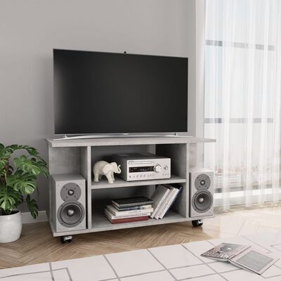 vidaXL Mueble de TV ruedas madera ingeniería gris hormigón 80x40x45 cm