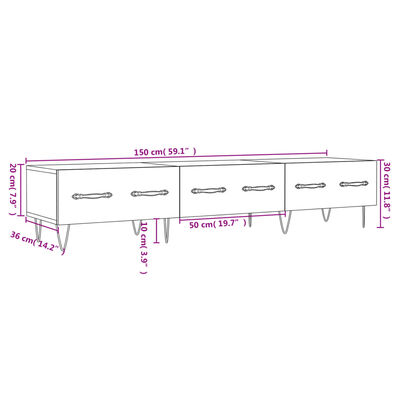 vidaXL Mueble de TV madera de ingeniería blanco 150x36x30 cm