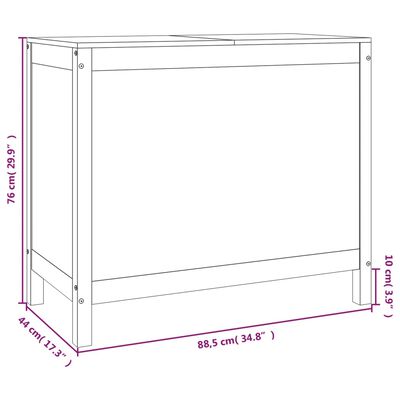 vidaXL Baúl para la colada madera maciza de pino 88,5x44x76 cm