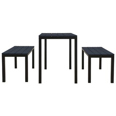 vidaXL Set de comedor de jardín 3 pzas acero y WPC negro