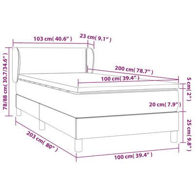 vidaXL Cama box spring con colchón terciopelo rosa 100x200 cm