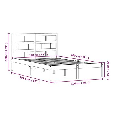 vidaXL Estructura de cama madera maciza de pino 120x200 cm