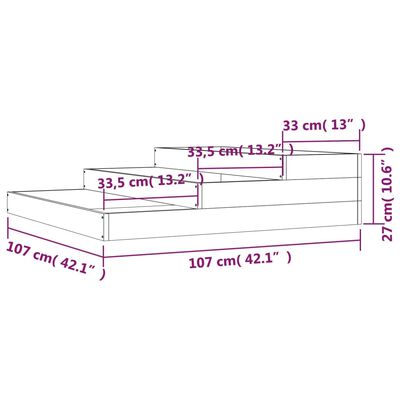 vidaXL Jardinera de madera maciza de pino gris 107x107x27 cm