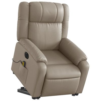 vidaXL Sillón reclinable de masaje eléctrico cuero sintético capuchino