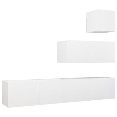 vidaXL Set de muebles de salón TV 4 piezas madera de ingeniería blanco