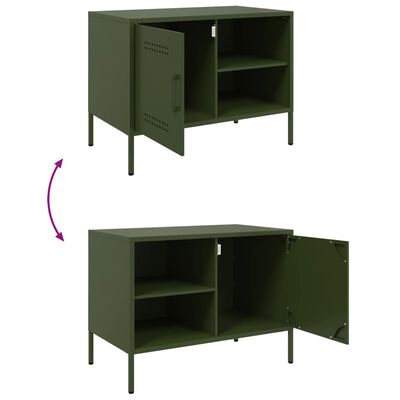 vidaXL Mueble de TV de acero verde oliva 68x39x50,5 cm