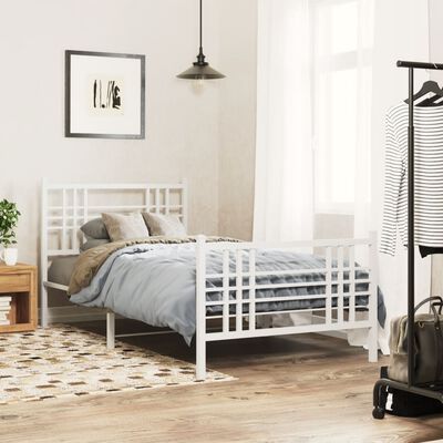 vidaXL Estructura cama sin colchón con estribo metal blanco 100x190 cm