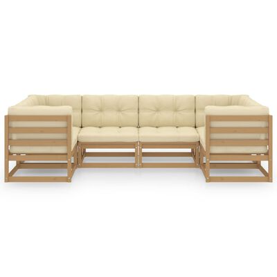 vidaXL Set de muebles de jardín 6 pzs cojines madera pino marrón miel