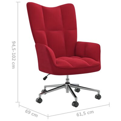 vidaXL Sillón de relax de terciopelo rojo vino tinto