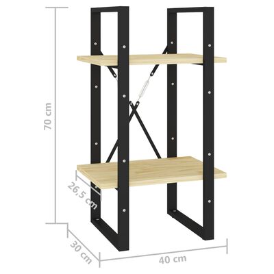 vidaXL Estantería de 2 niveles madera maciza de pino 40x30x70 cm