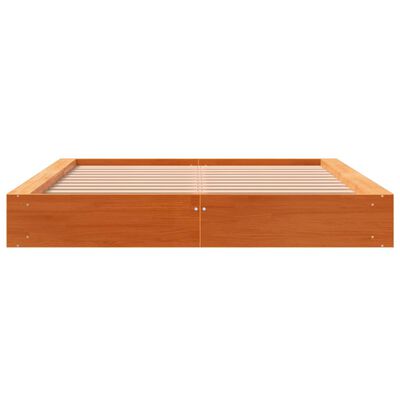 vidaXL Cama sin colchón madera maciza de pino marrón cera 140x200 cm