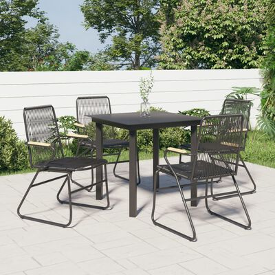 vidaXL Juego de comedor de jardín 5 piezas ratán PVC negro