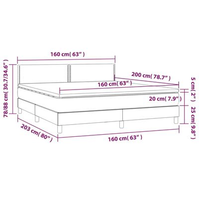 vidaXL Cama box spring colchón y LED cuero sintético negro 160x200 cm