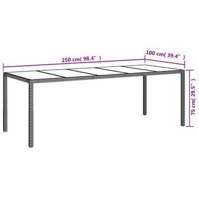 vidaXL Set comedor jardín 9 pzas y cojines ratán sintético vidrio gris