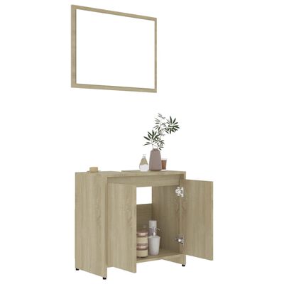 vidaXL Juego de muebles de baño 4 pzas madera ingeniería roble Sonoma