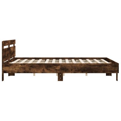 vidaXL Cama con cabecero madera de ingeniería roble ahumado 160x200 cm