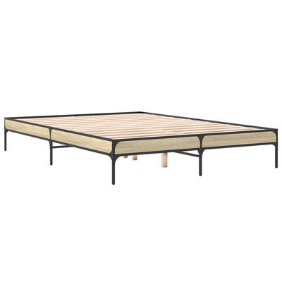 vidaXL Estructura cama madera ingeniería metal roble Sonoma 160x200 cm