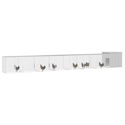 vidaXL Gallinero de acero galvanizado gris 700x91x100 cm