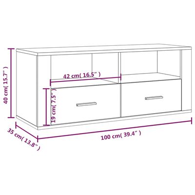 vidaXL Mueble de TV madera contrachapada gris Sonoma 100x35x40 cm