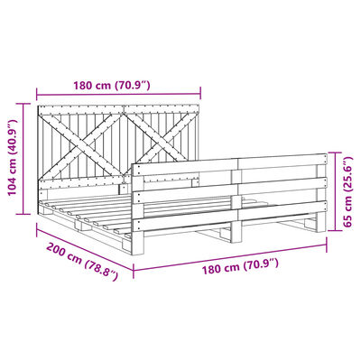 vidaXL Estructura de cama con cabecero madera maciza pino 180x200 cm