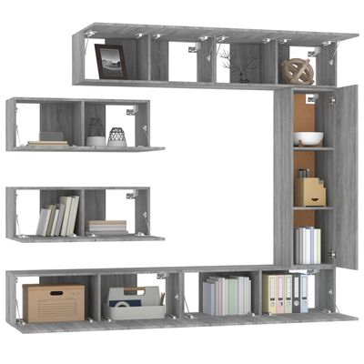 vidaXL Set de muebles para TV 7 pzas madera contrachapada gris Sonoma