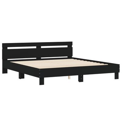 vidaXL Estructura cama con cabecero madera ingeniería negro 200x200 cm