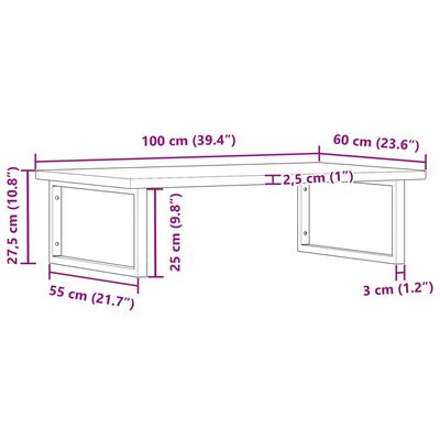 vidaXL Estante de lavabo de pared de acero y madera maciza de roble