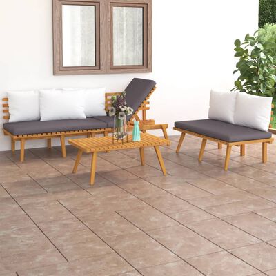 vidaXL Muebles de jardín 3 piezas con cojines madera maciza de acacia