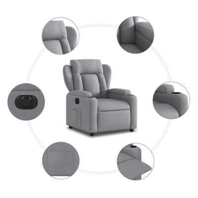 vidaXL Sillón reclinable eléctrico tela gris claro