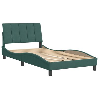 vidaXL Estructura cama sin colchón terciopelo verde oscuro 100x200 cm