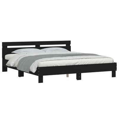 vidaXL Estructura cama con cabecero madera ingeniería negro 200x200 cm