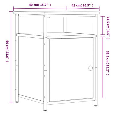 vidaXL Mesitas de noche 2 uds madera contrachapada negro 40x42x60 cm