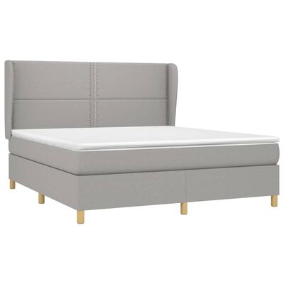 vidaXL Cama box spring con colchón tela gris claro 160x200 cm