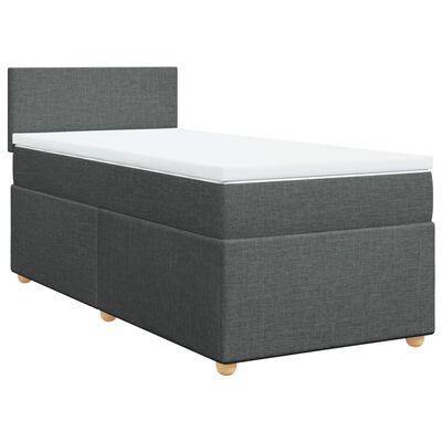 vidaXL Cama box spring individual con colchón tela gris oscuro