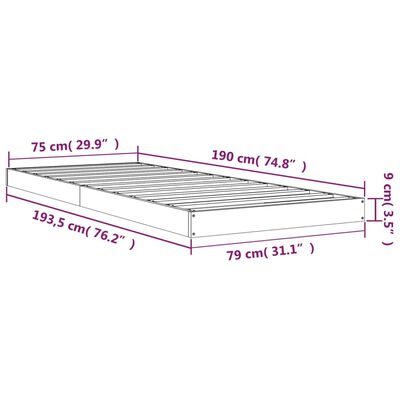 vidaXL Estructura de cama madera maciza pino marrón miel 75x190 cm