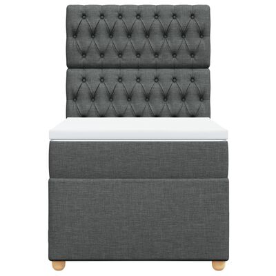 vidaXL Cama box spring con colchón tela gris oscuro 80x200 cm