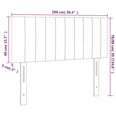 vidaXL Cabecero con LED de terciopelo gris claro 100x5x78/88 cm