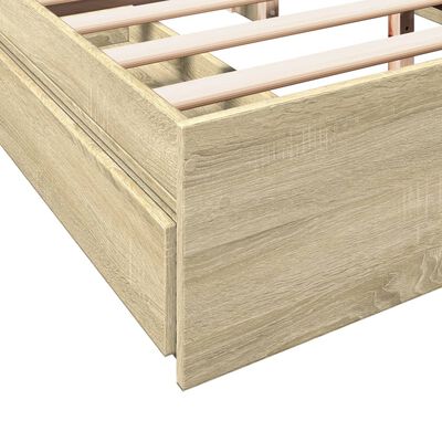 vidaXL Cama con cajones madera ingeniería roble Sonoma 160x200 cm