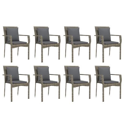 vidaXL Set comedor jardín 9 pzas y cojines ratán sintético gris