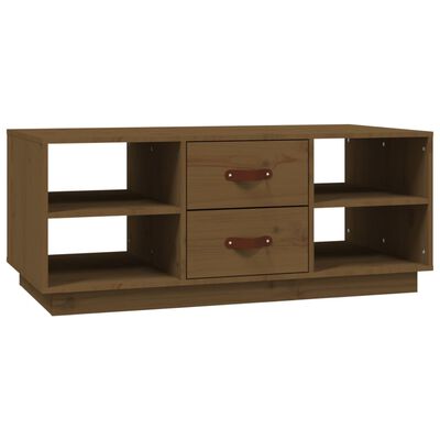 vidaXL Mesa de centro madera maciza de pino marrón miel 100x50x41 cm