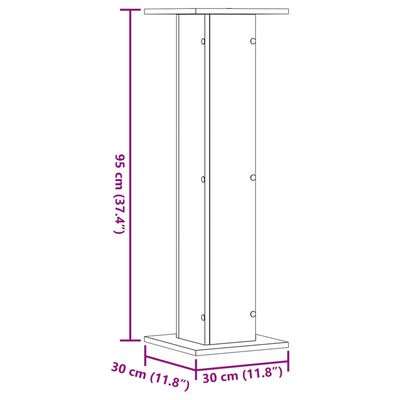 vidaXL Soportes altavoces 2 uds madera roble envejecido 30x30x95 cm