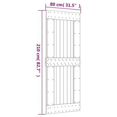 vidaXL Puerta corredera con herrajes madera maciza de pino 80x210 cm