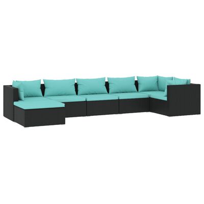 vidaXL Set de muebles de jardín 7 pzas y cojines ratán sintético negro